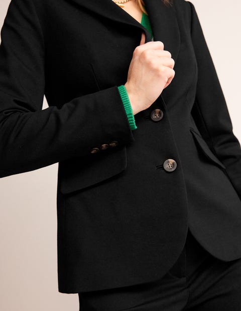 Semi Fitted Jersey Blazer - Black