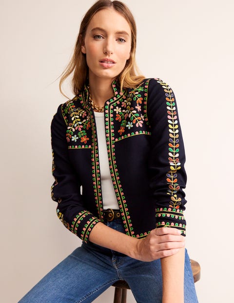 Embroidered Icon Jacket Navy Women Boden, Navy