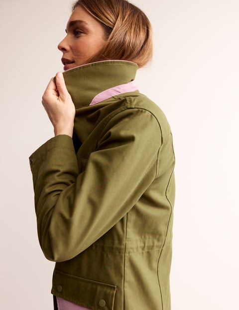 Barn Coat Dark Moss Colour Block