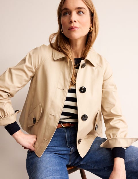 Belted Short Wrap Coat - Navy