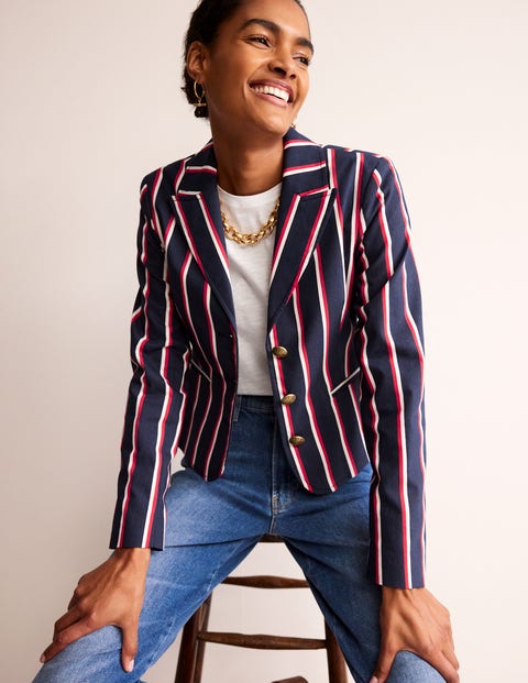 Canonbury Stripe Blazer - Navy, Red & White Stripe