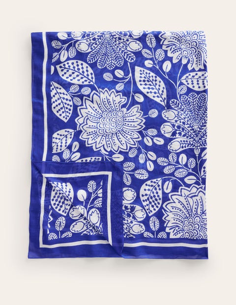 Printed Sarong Scarf Blue Women Boden