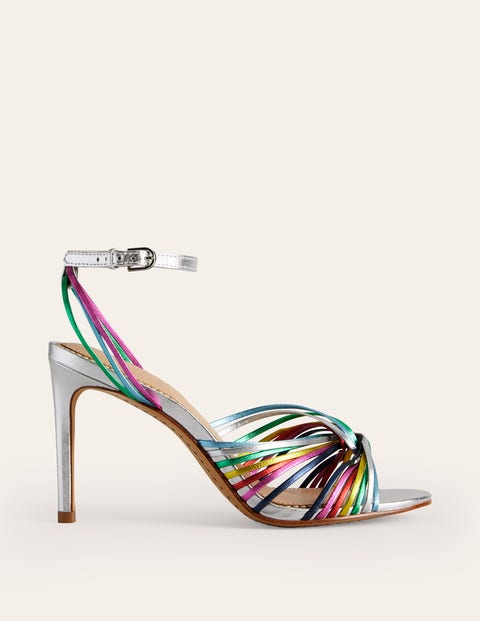 Twist Front Heeled Sandals - Multi Metallic Leather | Boden UK