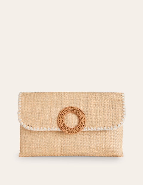 Boden Raffia Clutch Bag Natural Women  In Purple