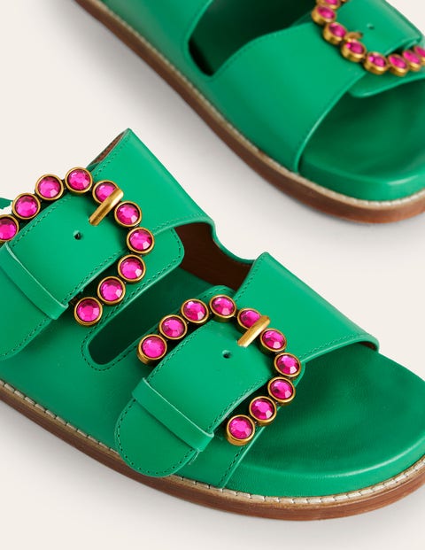 Double Buckle Sliders Rich Emerald