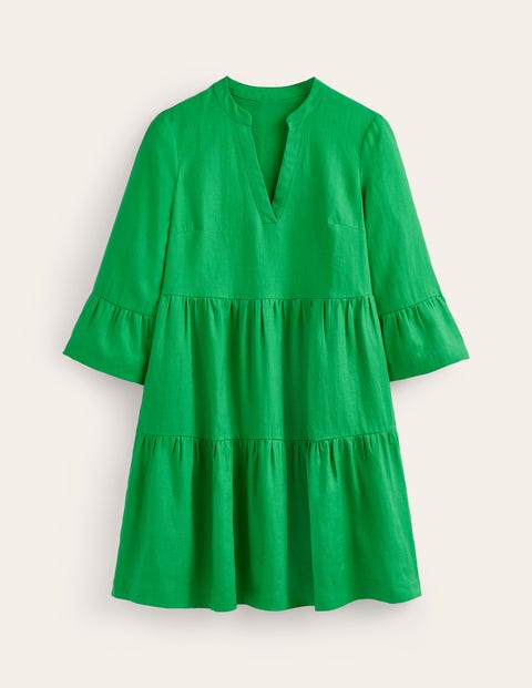 Sophia Linen Short Dress Green Women Boden