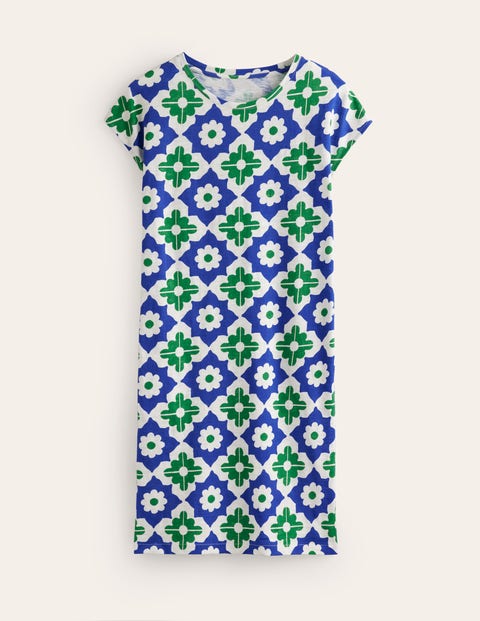 Leah T-Shirt-Kleid aus Jersey Damen Boden, Grün, Geometrischer Stempel