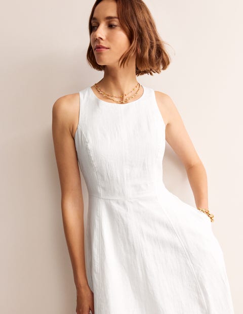 Carla Linen Midi Dress - White | Boden US