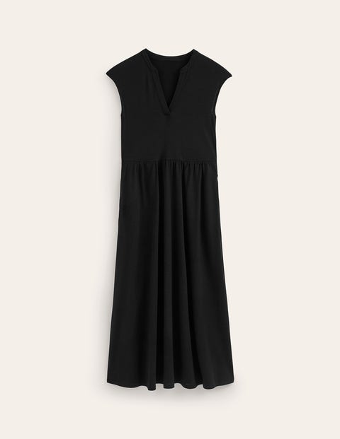 Chloe Notch Jersey Midi Dress Black Women Boden
