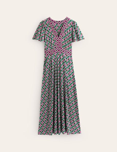 Flutter Jersey Maxi Dress - Multi, Botanic Tile | Boden US
