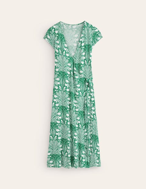 Joanna Cap Sleeve Wrap Dress Green Women Boden