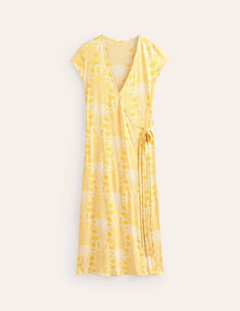 Joanna Cap Sleeve Wrap Dress Yellow Women Boden