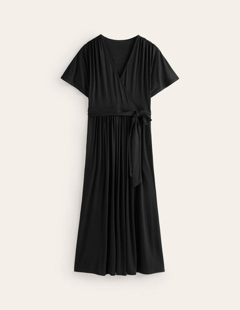 robe portefeuille midi en jersey façon kimono femme boden, blk