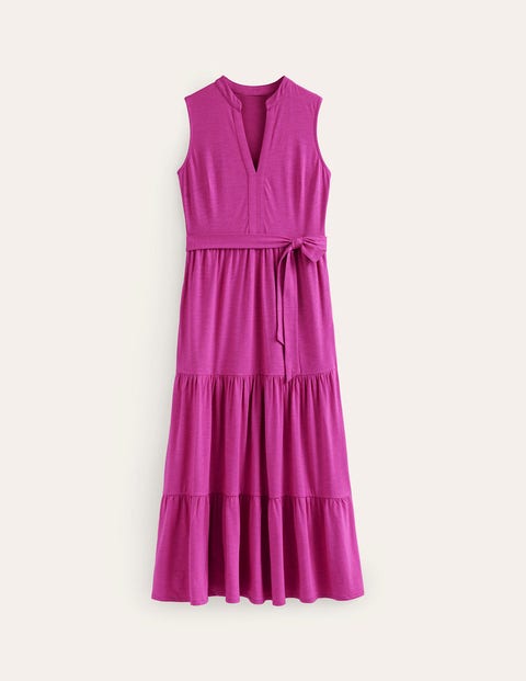 Naomi Maxi-Jerseykleid mit Ausschnitt Damen Boden, Magenta