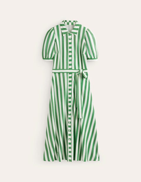 Libby Hemdblusenkleid aus Jersey in Midilänge Damen Boden, Grün, Natuweiß Streifen