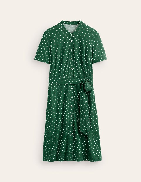 Julia Short Sleeve Shirt Dress Green Scattered Brand Spot Boden UK