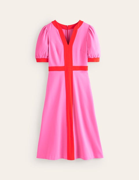Petra Ponte-Kleid mit Puffärmeln Damen Boden, Sangria Sunset Pink