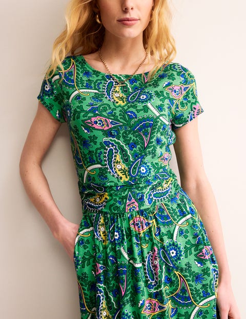 Amelie Jersey Dress - Ming Green, Fantastical | Boden US