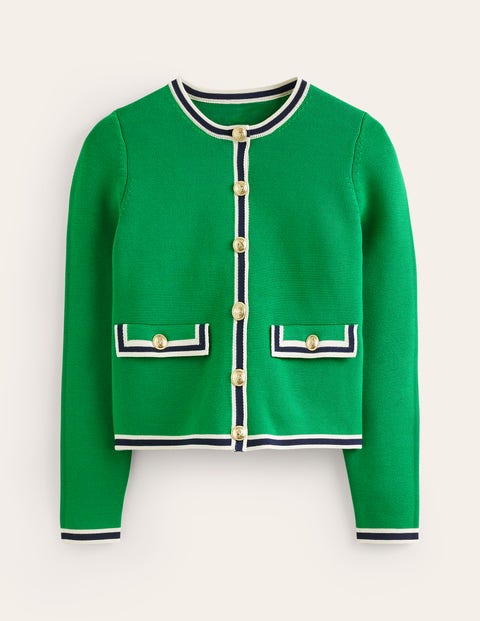 Boden Cropped Knitted Jacket Green Tambourine Women