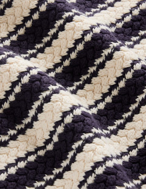 Textured Cotton Stripe Sweater - Navy, Ivory Textured Stripe | Boden US
