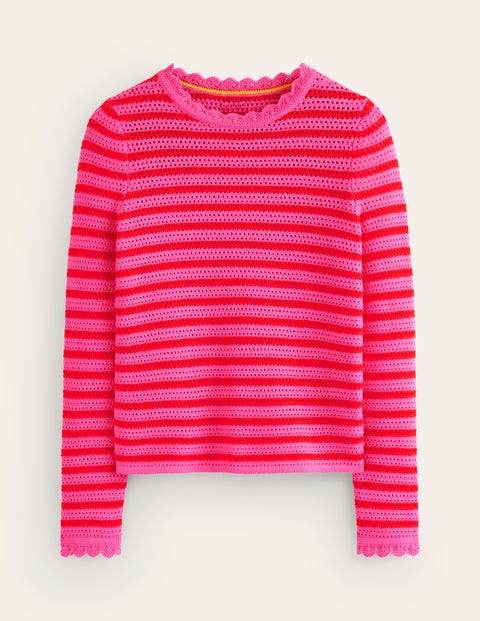 Boden Textured Scallop Sweater Party Pink/ Red Women  In Sangria Sunset Pink/ Red