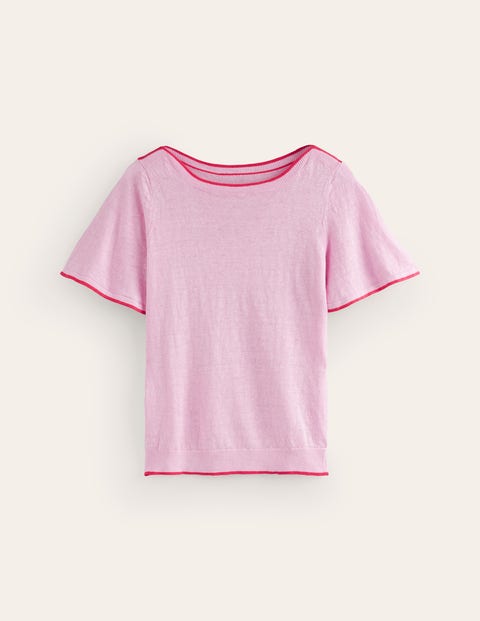 Maggie Boat Neck Linen T-Shirt Pink Women Boden