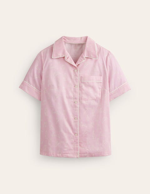 Short Sleeve Pyjama Top Pink Women Boden