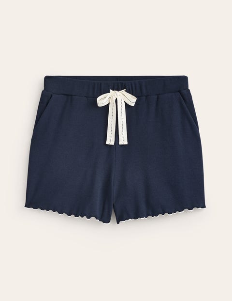 Boden Lettuce Hem Pj Shorts Navy Women