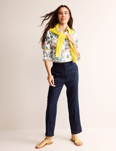 Kew Linen Trousers - Navy