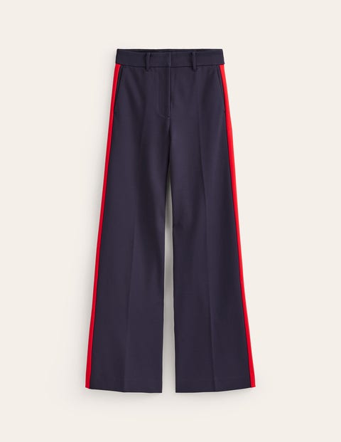 Boden Hampshire Ponte Wideleg Pants Navy With Red Side Stripe Women