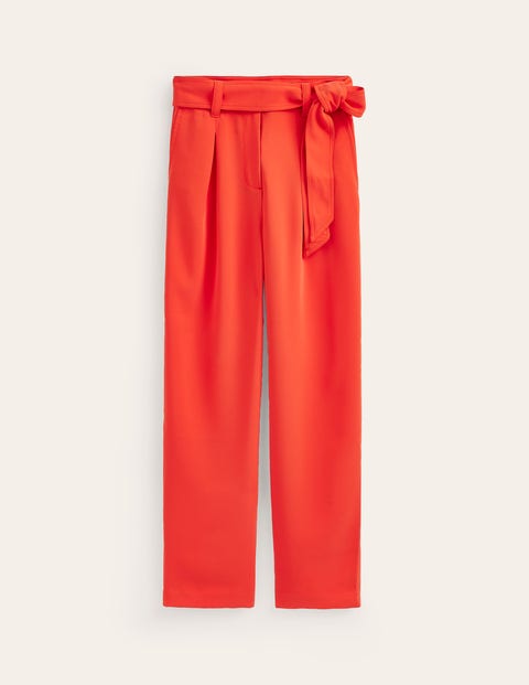 Tapered Tie Waist Trousers Red Women Boden