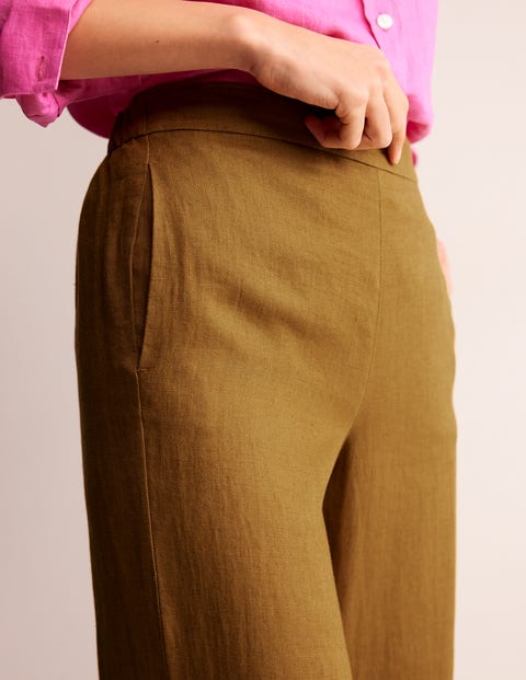 Hampstead Linen Trousers - Bronze Brown | Boden UK