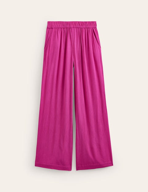 Crinkle Wide Trousers Pink Women Boden