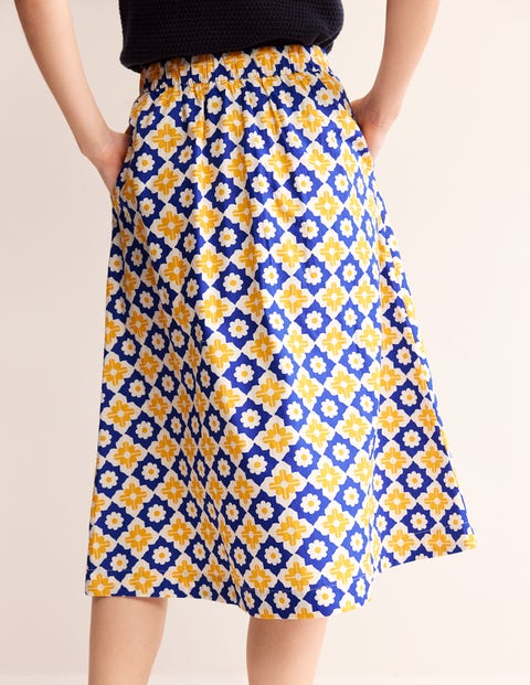 Hattie Poplin Midi Skirt Surf the Web Geometric Stamp Boden US