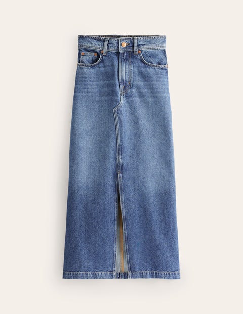 5 Pocket Denim Maxi Skirt - Mid Wash | Boden UK