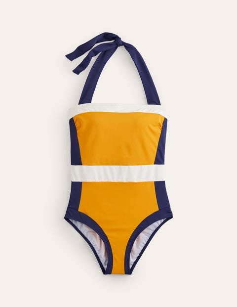 Santorini Halterneck Swimsuit Yellow Women Boden