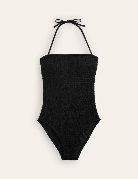 Milos Smocked Bandeau Swimsuit Black Women Boden