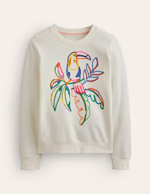 Hannah Embroidered Sweatshirt White Women Boden