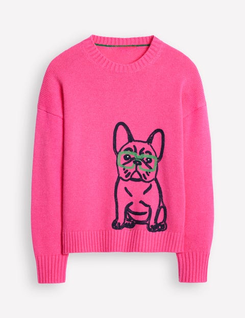 Heather Jacquard Jumper Rich Emerald Green Cats Boden EU