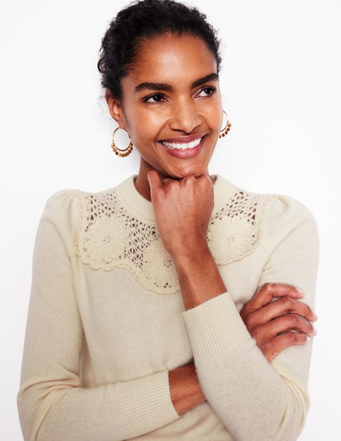 Pullover mit Blumenmotiv - Warmes Naturweiß Meliert | Boden AT