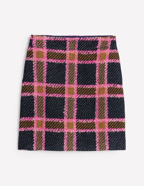 Estella Check Skirt Pink and Navy Check Boden UK