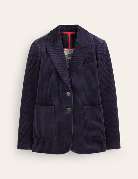 Fitted Corduroy Blazer Navy Boden EU