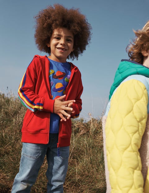 Rainbow Zip Up Hoodie Cherry Tomato Red Boden UK