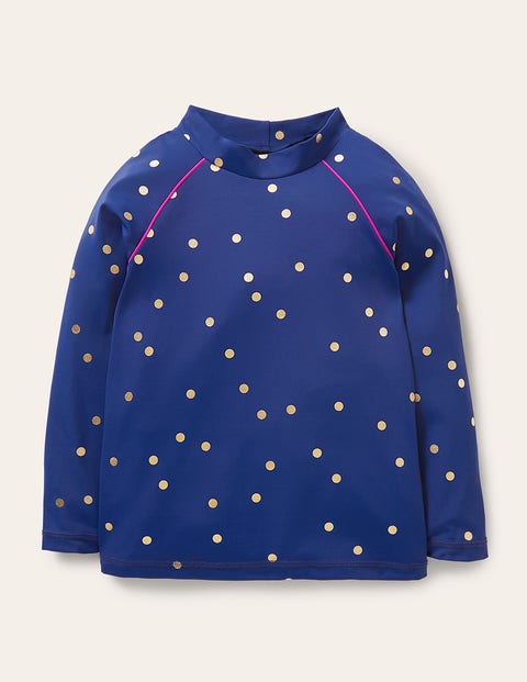 Johnnie B Sunsafe Patterned Rash Vest Navy Rainbow Confetti Spot Girls Boden In Navy Rainbow Confetti Spot