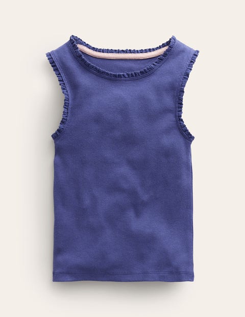 Mini Boden Ribbed Lace Trim Vest Starboard Girls Boden