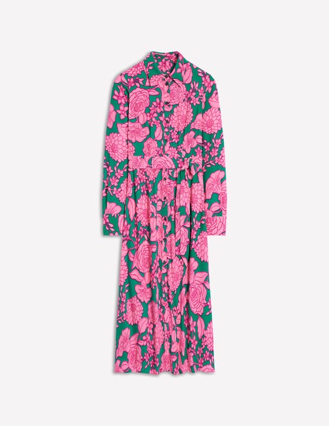 Kate Midi Shirt Dress Green Blossom Cascade Boden US