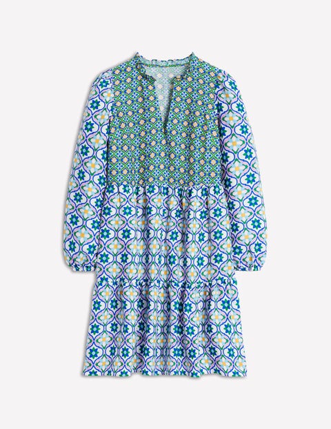 Boden Esme Linen Mini Dress Multi, Floweret Tile Women  In Multi/ Floweret Tile
