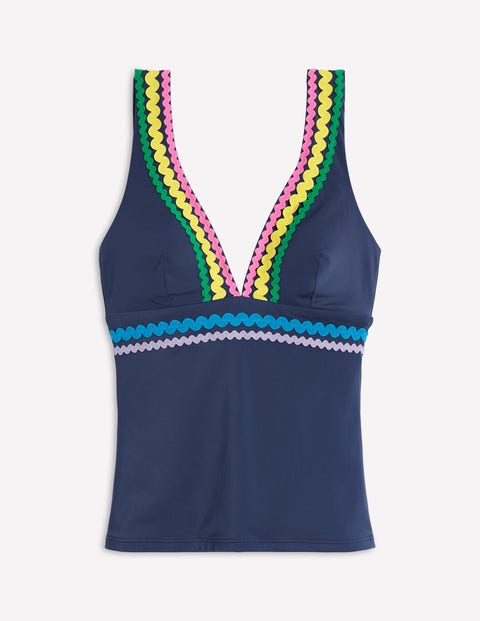 Boden Porto Tankini Top Navy Rik Rak Women  In Navy Rik Rak