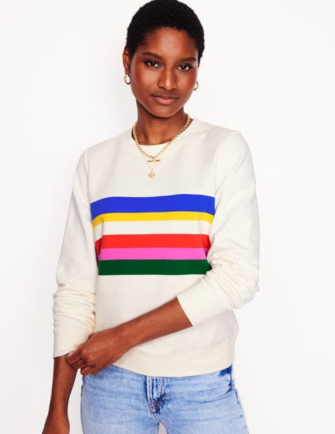 Hannah Printed Sweatshirt Ivory Multi Stripe Boden US
