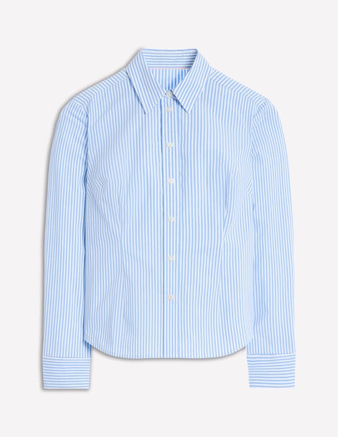 Boden Saskia Stretch Cotton Shirt Forget Me Not, Ivory Stripe Women  In Forget Me Not/ Ivory Stripe